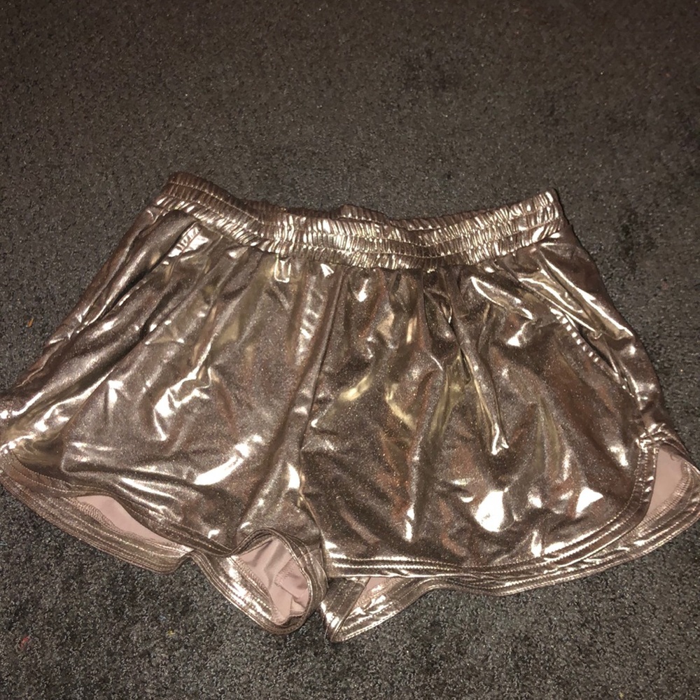 gold elastic shorts